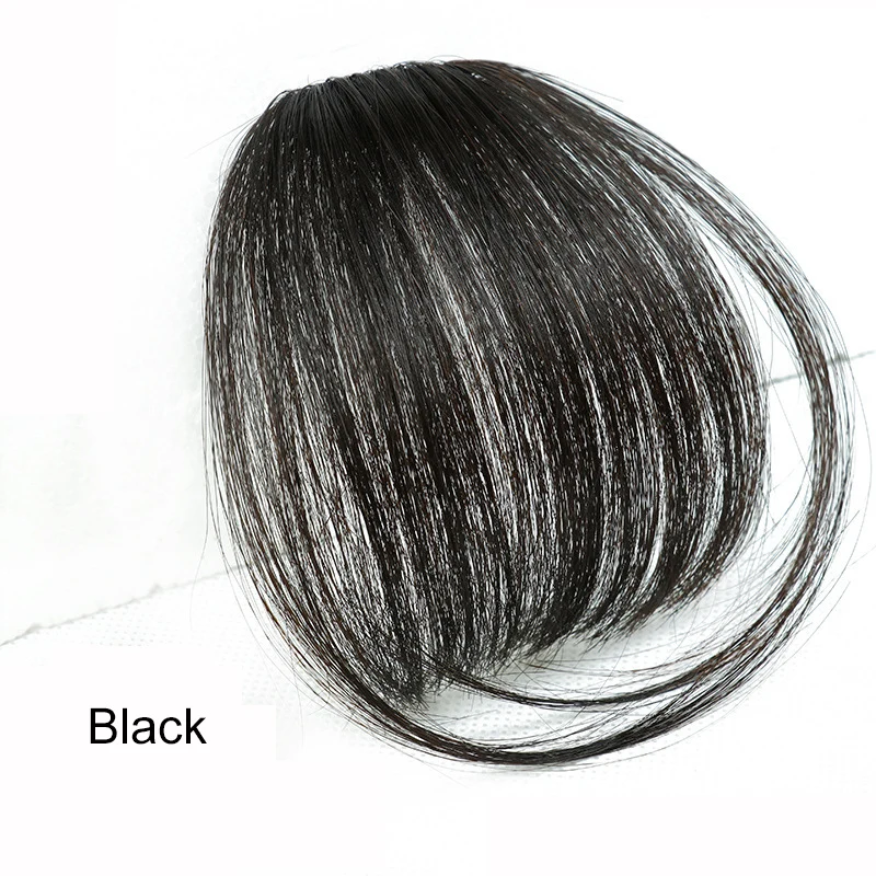 
Human Hair Flat Bangs With Temples, Hand Tied Hair Bangs Clip-in Hair Extension, Thin Flat Bangs with Temple for Girls Hairpiece 