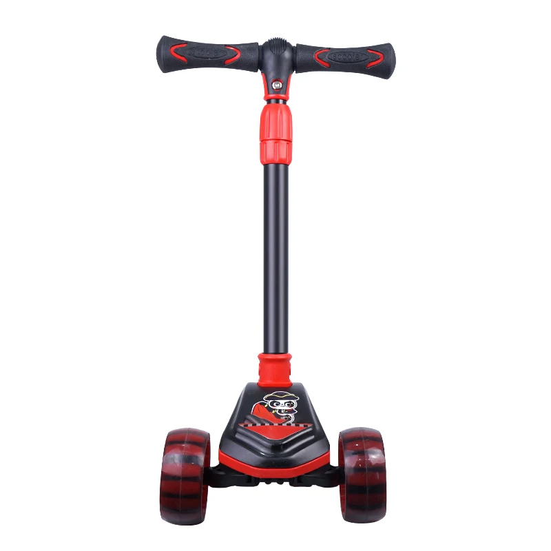 Factory high strength big flashing wheels double rear wheels kids kick scooter for out sports