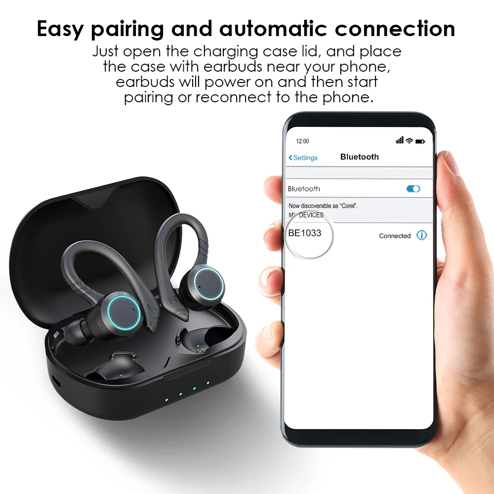 Newest Sport TWS Bluetooth Waterproof IPX7 Wireless Earphone Gaming In-Ear Headphone Stereo Earbuds Headphones Earphones