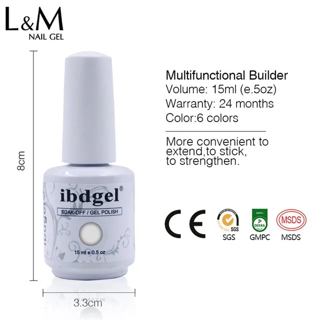 ibdgel 6 Colors UV Gel High quality Hard Gel Pink Nail Extension Easy Apply