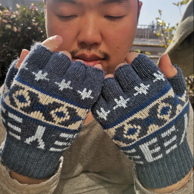 Мужские шерстяные перчатки зимние мягкие теплые вязаные