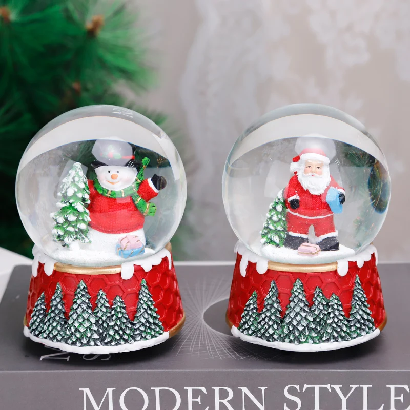 Udeco New Creative Custom Christmas Music Snow Globe Resin Santa Claus Snowman Christmas Crystal Ball For Gifts Home Decoration