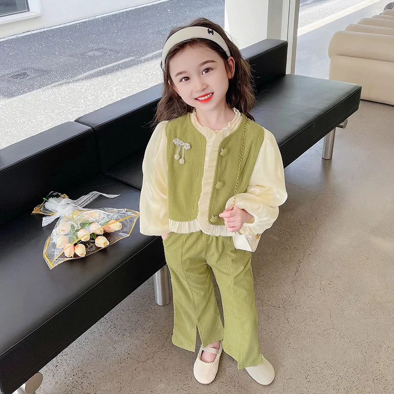 Wholesale Fashion Spring Baby Wear Autumn 2pcs Kids Dress Suits Casual Girls Clothes Sets