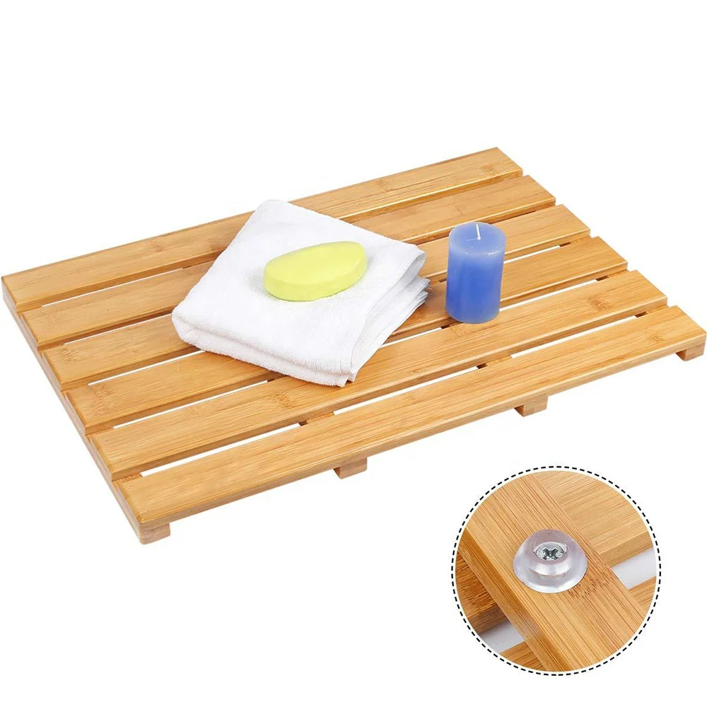Custom Natural bamboo water pad special for bathroom shower bath mat