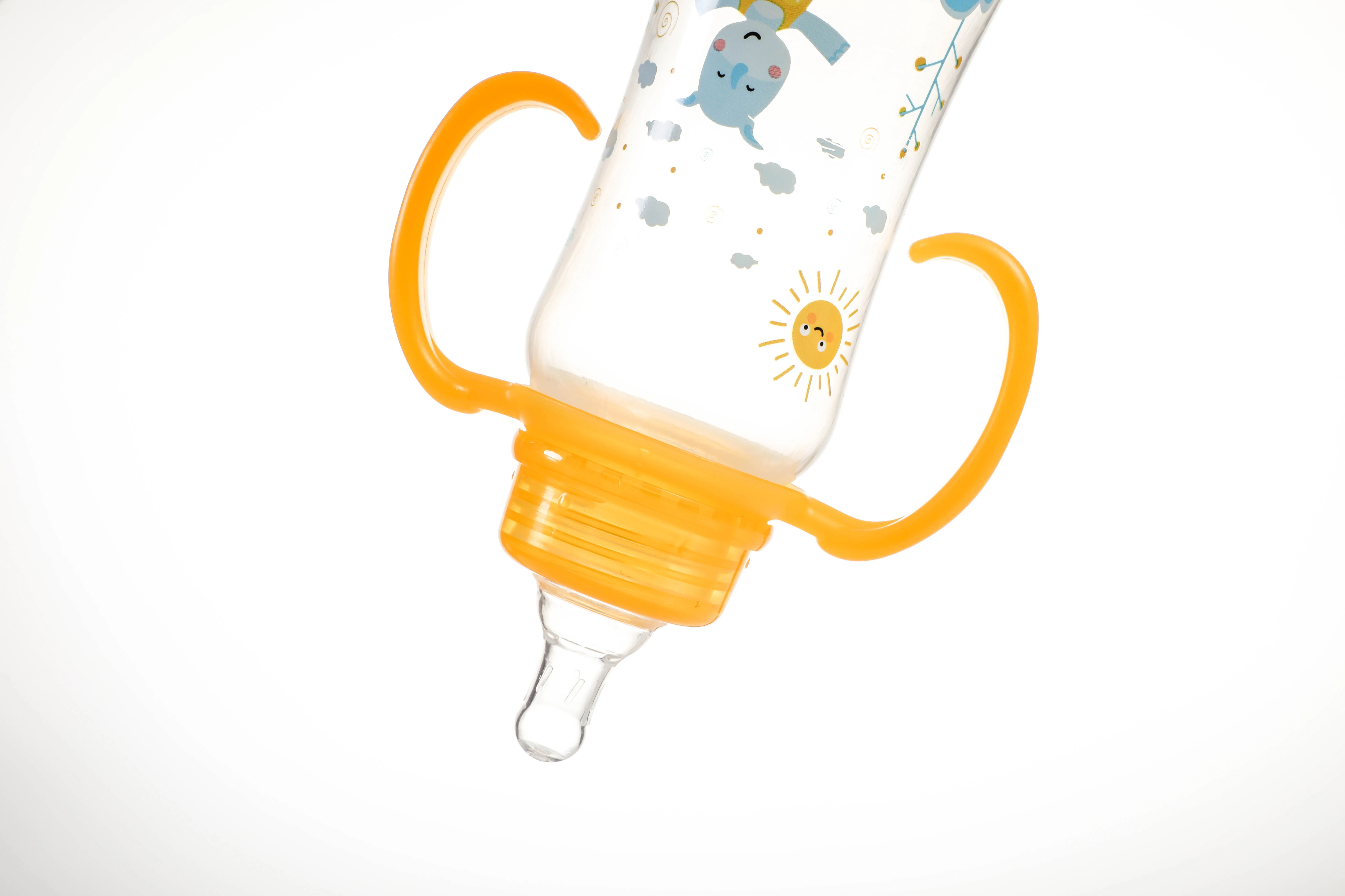 Wholesale Custom  BPA Free Food Grade PP Milk Bottle Hands Free 250ML 8OZ Silicone Nipple Baby Feeding Bottle For Drinking