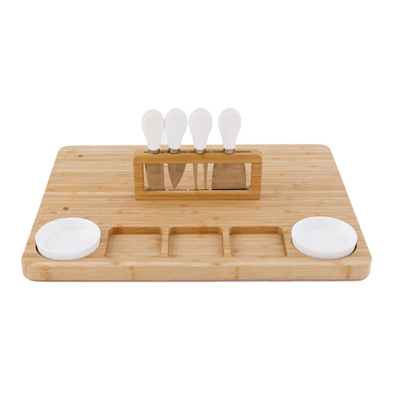 Factory Promotion Charcuterie Platter Serving Wood Cheese Board Portable Bamboo Kitchenware Cutting Board Set