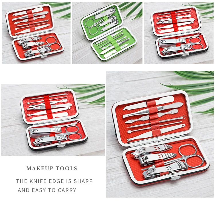 Custom Stainless Steel Personal Care Nail Scissors Nail Clippers Set 10pcs Women Cutter Pedicure Manicure kit