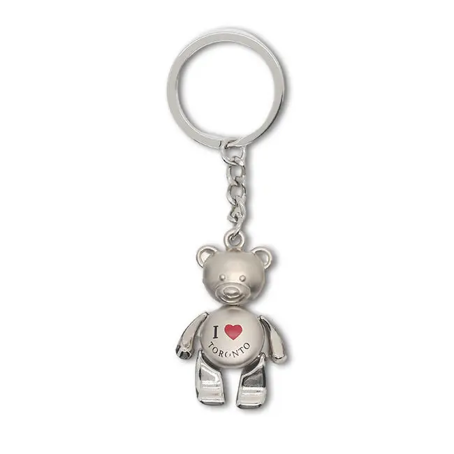 Wholesale Custom Rhinestone Mini London Teddy Bears Keychain Sublimation Metal Keychain