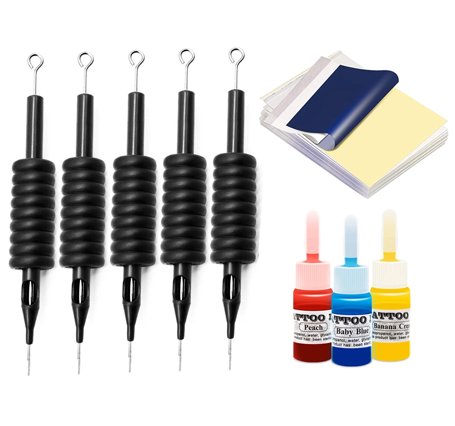 Набор для татуировок начинающих тату-палочка перо ротационная машинка набор ручек тату-чернила трафарет бумага и футляр переноски