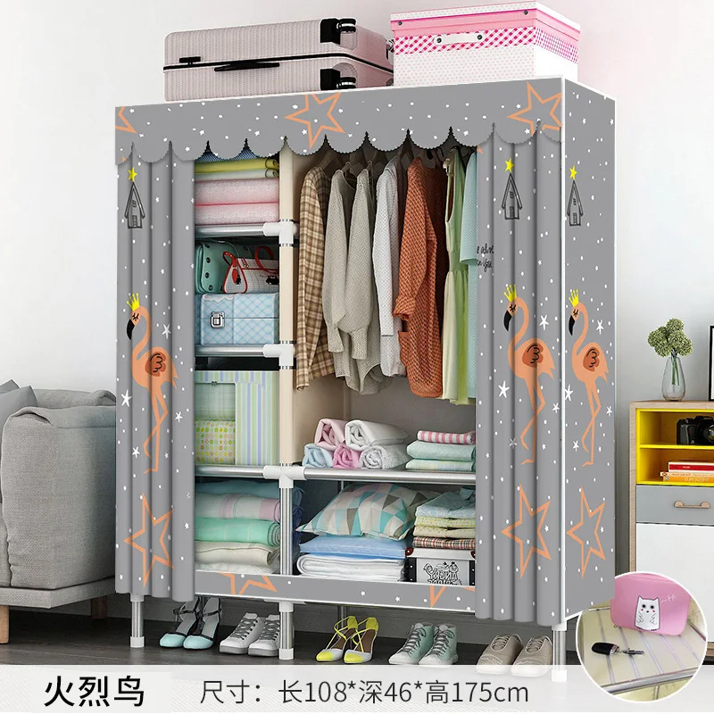 Simple wardrobe, foldable, no installation, no need to install, convenient all-in-one Dormitory hangers on the floor, movable
