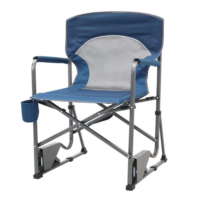 2024 New Patent Beach Camping Rocking Chair with Carrying Bag Garden Director Chairs Camping Outdoor Rocking Chairs Iron Folding
