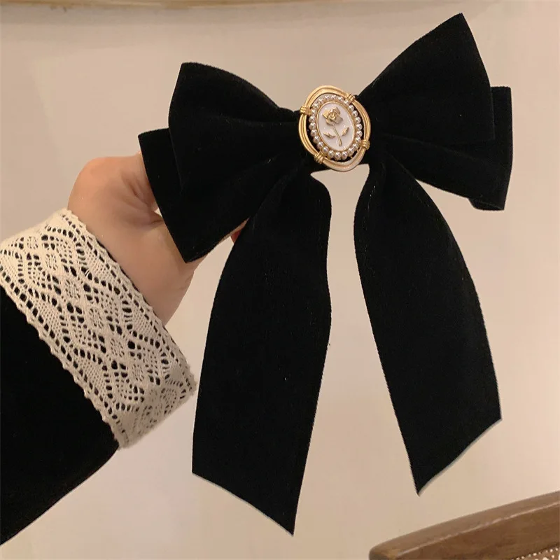 Premium Versatile Hair Accessories Vintage Flower Hair clip Velvet Bow Knot Hair grip Head Spring Clip  Camellia Barrettes