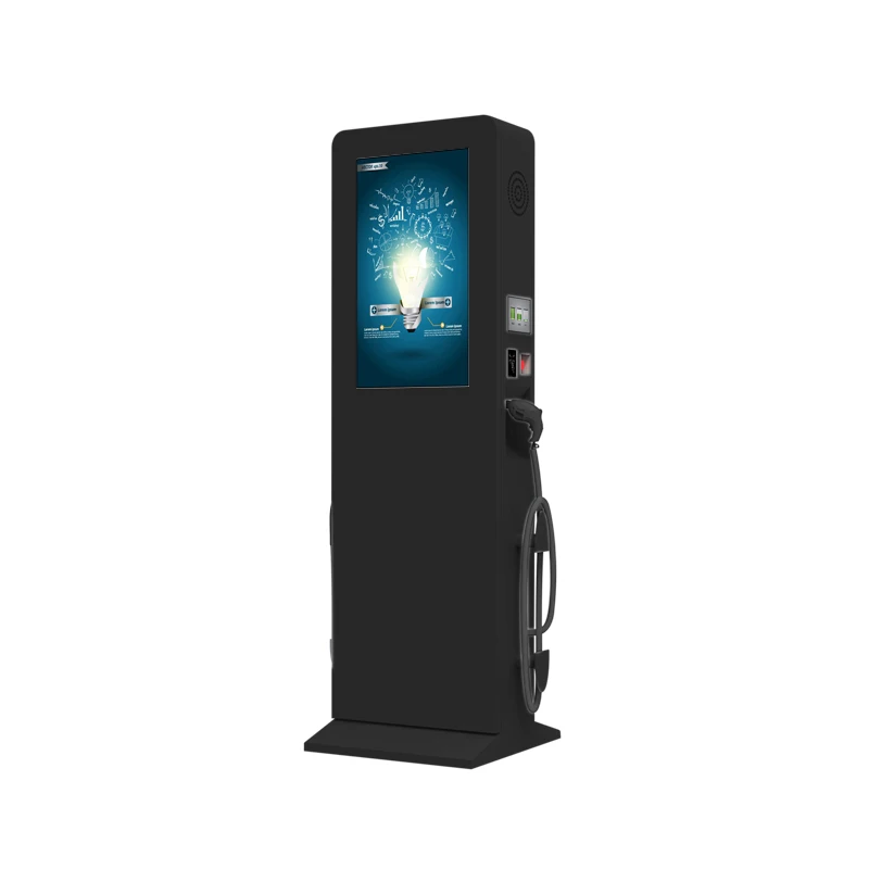 Outdoor Ev Electric Vehicle Charging Station With Stand Alone Lcd Advertising Kiosk Poster Signage