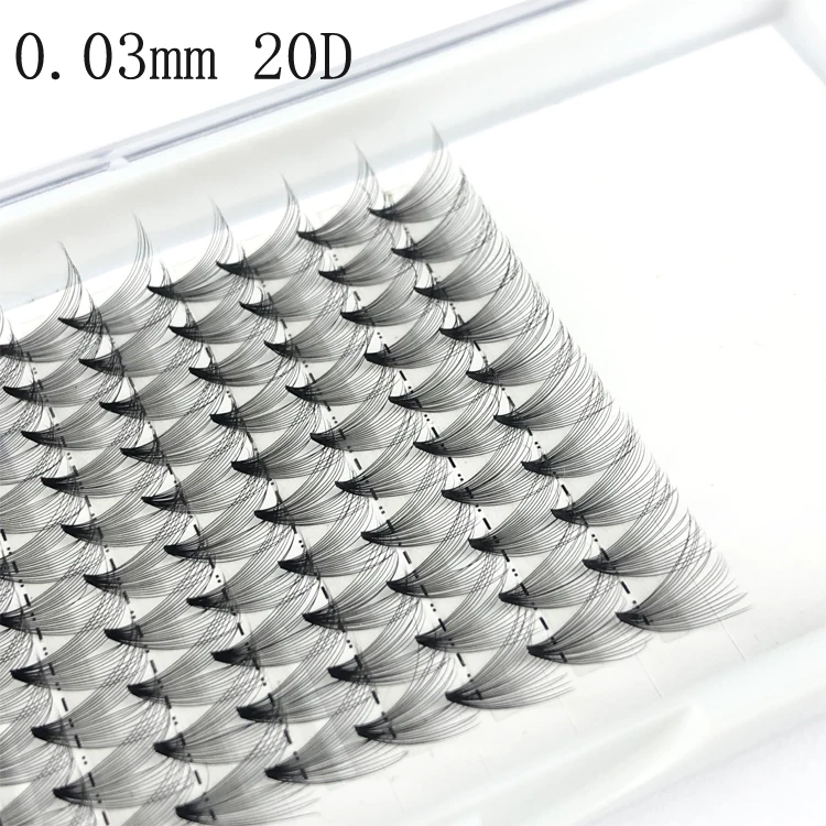 
20D 0.03 DD Curl Volume Fans Customized Trays Card 20D Premade Fans Eyelashes 0.03 Russian Lashes 
