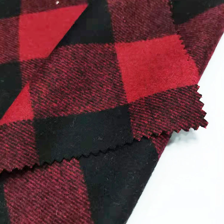 Fashionable Hot selling 393gsm 50 wool 50 oth melton plaid fabric for coats