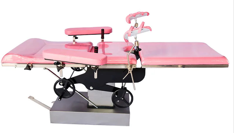 Hydraulic Stainless Steel Multifunction Adjustable Manual Hospital Obstetric Bed Gynecology Operation Delivery Table