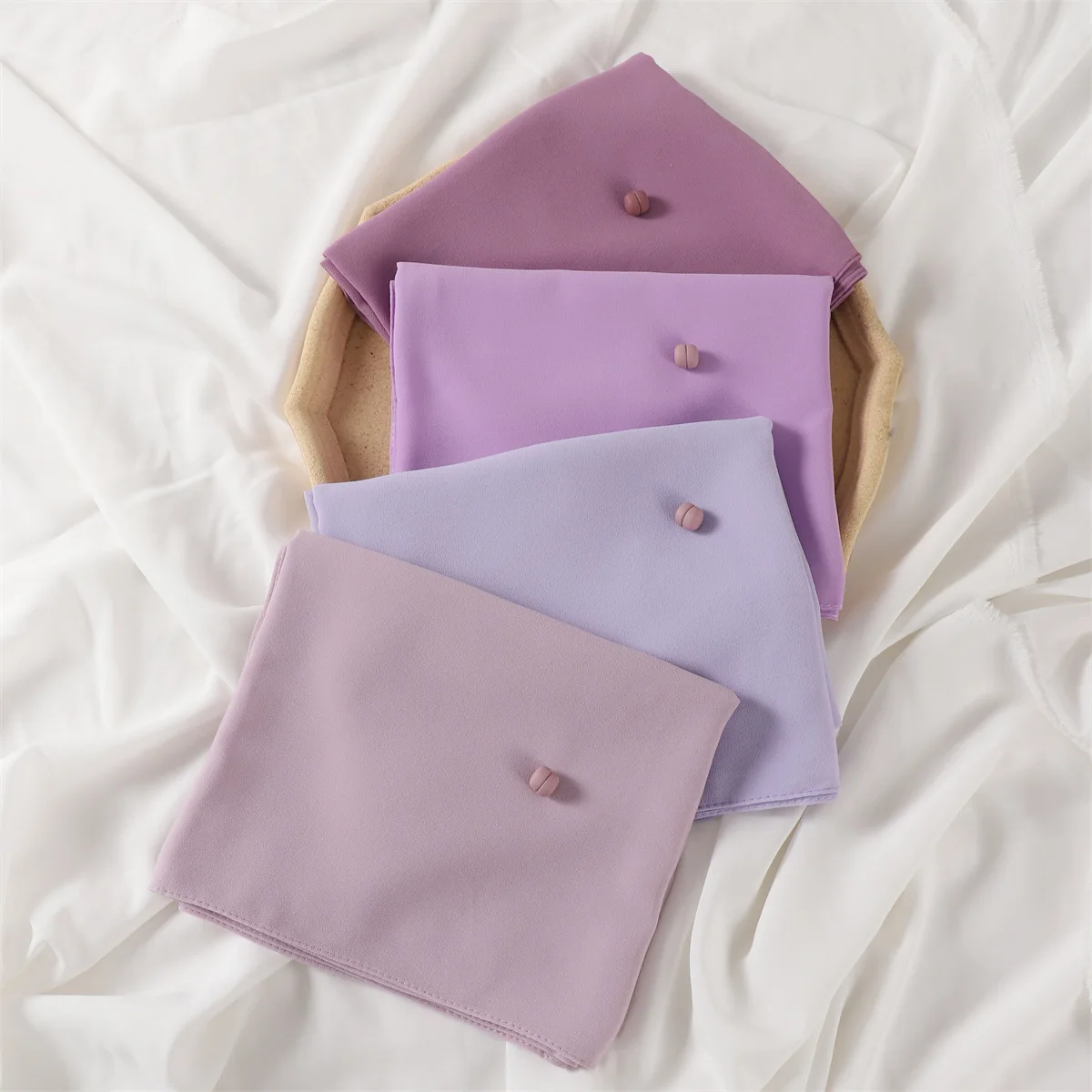 53 Color Hijab Scarf Solid Color Pearl Chiffon Long Scarf With Strong Magnetic Buckle Color Combination Set