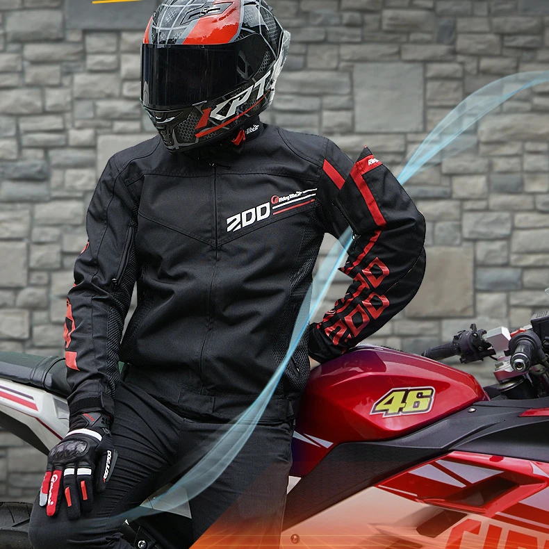 With Protectors motorcycle safety RED suit anti-fall breathable bicycle Motorcycle Jacket racing suit