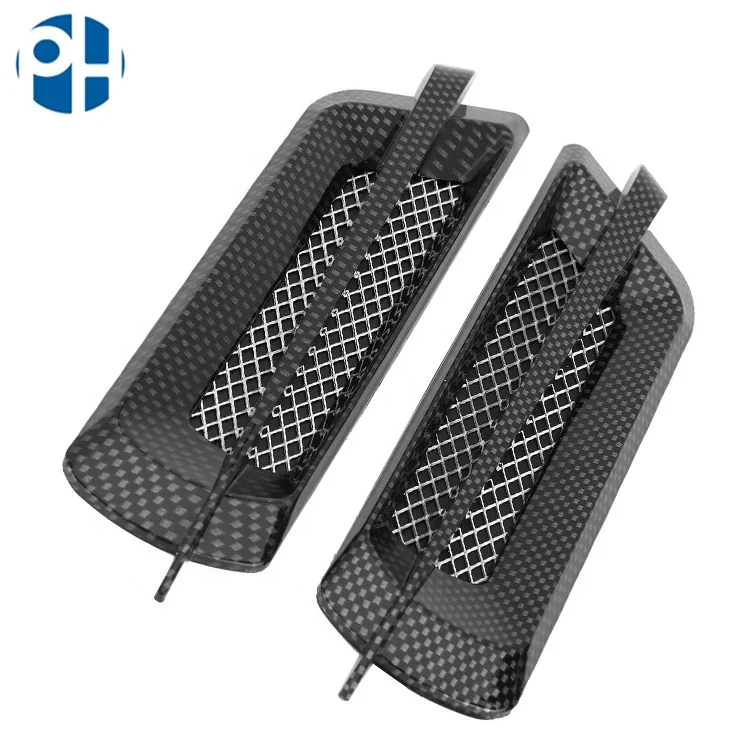 New 2PCS ABS Plastic Sticker Car Carbon Fiber Side Air Flow Intake Grille Vent Fender Cover Shark Gill Sticker DIY Car Styling