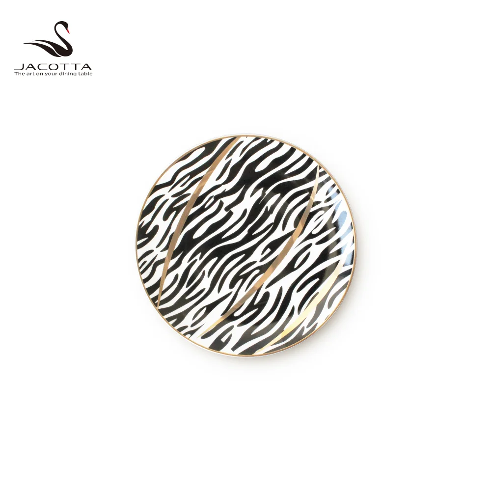 Black and white bone china plates  used for restaurant dishes ceramic plate