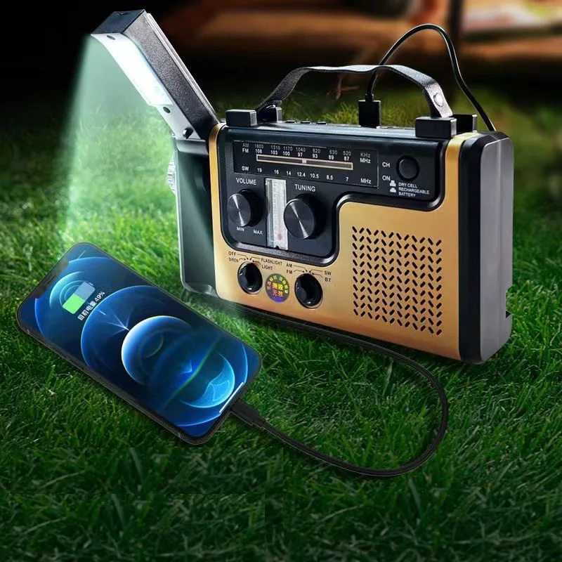 2023 New Arrival Hand Crank AAA Battery USB Solar Powered Emergency noaa Weather Radio SOS Alert AM FM SW  Radio