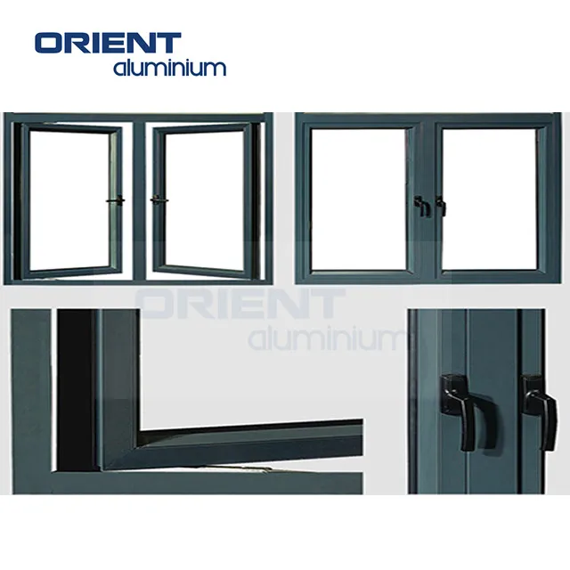 Aluminium frame double glazed black house windows high quality windows black aluminum window price