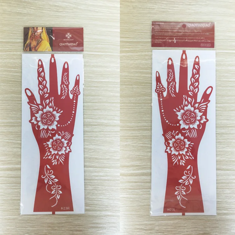 Moonlight Manufacture Best Selling Custom Design Red Reusable Henna Tattoo Stencil