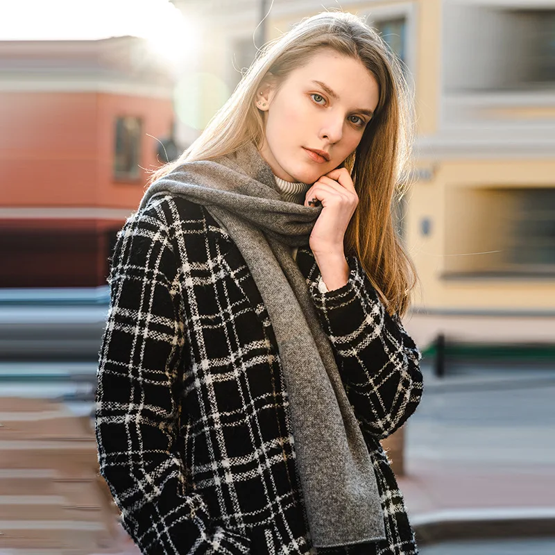 50% lambs wool 50% yak wool winter men women scarf plain knit neck warmer luxury elegant ladies rolled edge wool scarves stoles