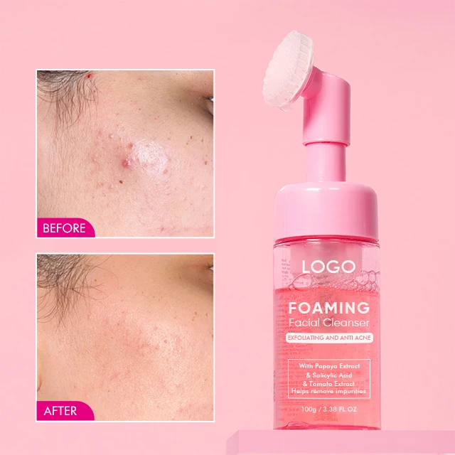 Natural Vegan Clean Gentle Papaya Extract Moisturizing Salycylic Acid Organic Bubble Mousse Face Wash Facial Foaming Cleanser
