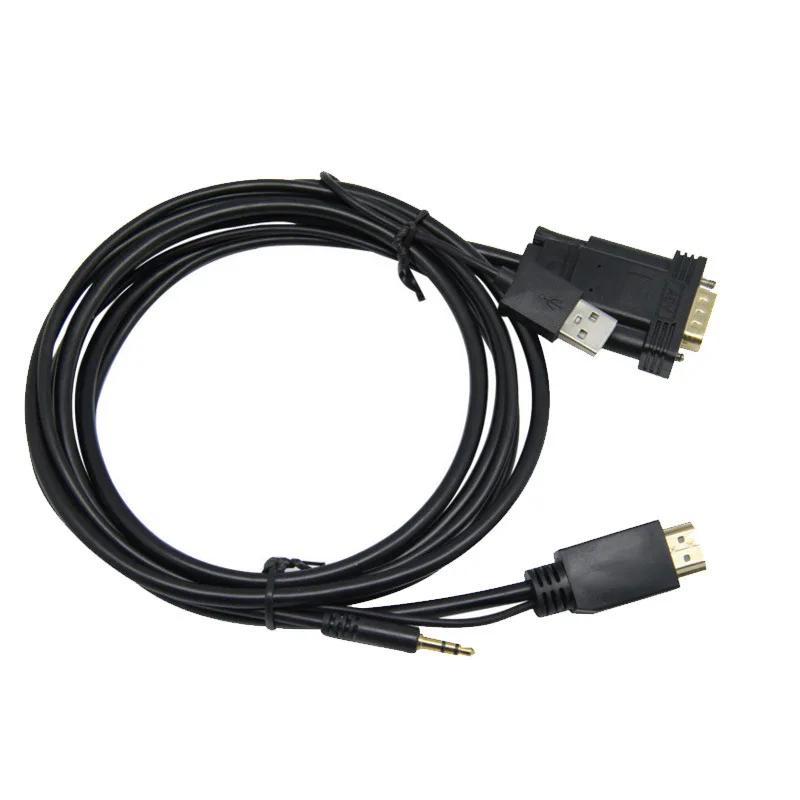 High Quality HD MI to VGA KVM Cable with USB Audio  converter  Monitor Projector splitter cable