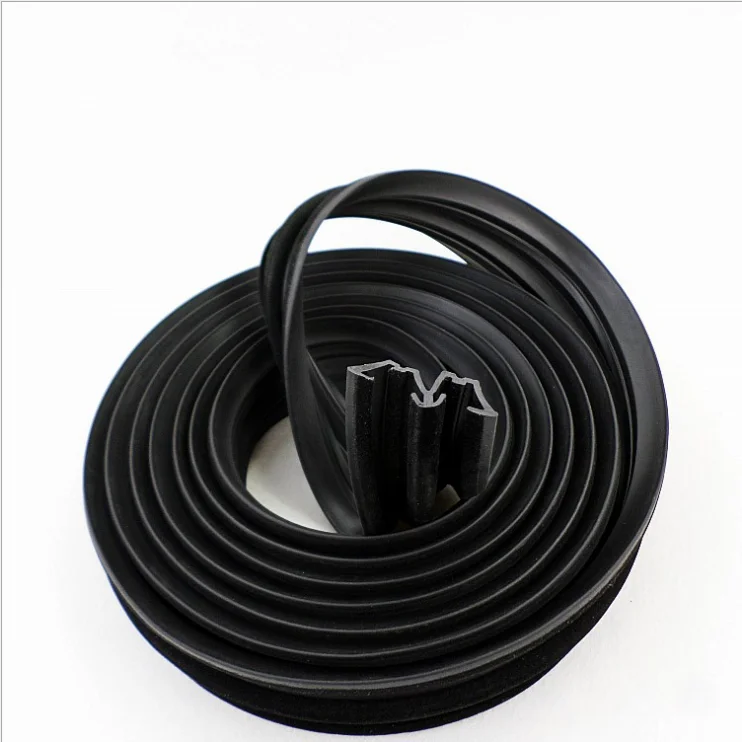 windshield waterproof  W shape  window glass channel weather stripping EPDM rubber flocked extruded sealing strip