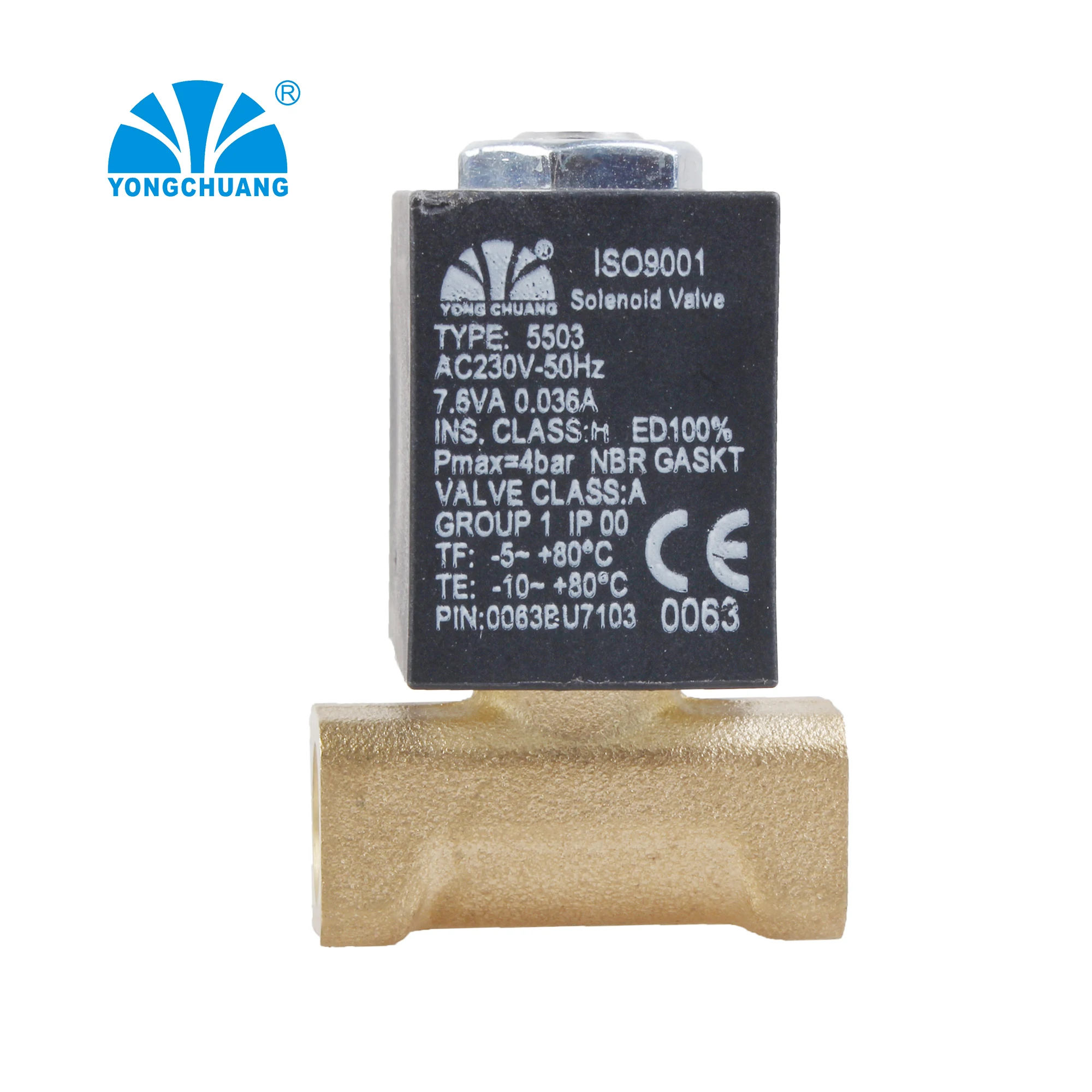 Yongchuang  5503  quick fitting  threaded brass  steam ironing machine gas solenoid valve