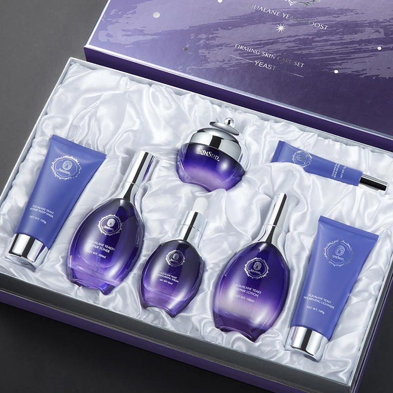 Skincare Product Kit Hyaluronic acid Vitamin C Squalane Yeast Boost Firming Toner Cleanser Lotion Anti-aging Skin Care Set