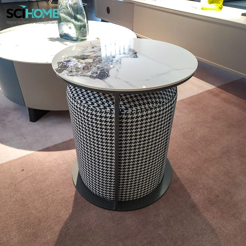 SCIHOME Multi Function Round Marble Coffee Table