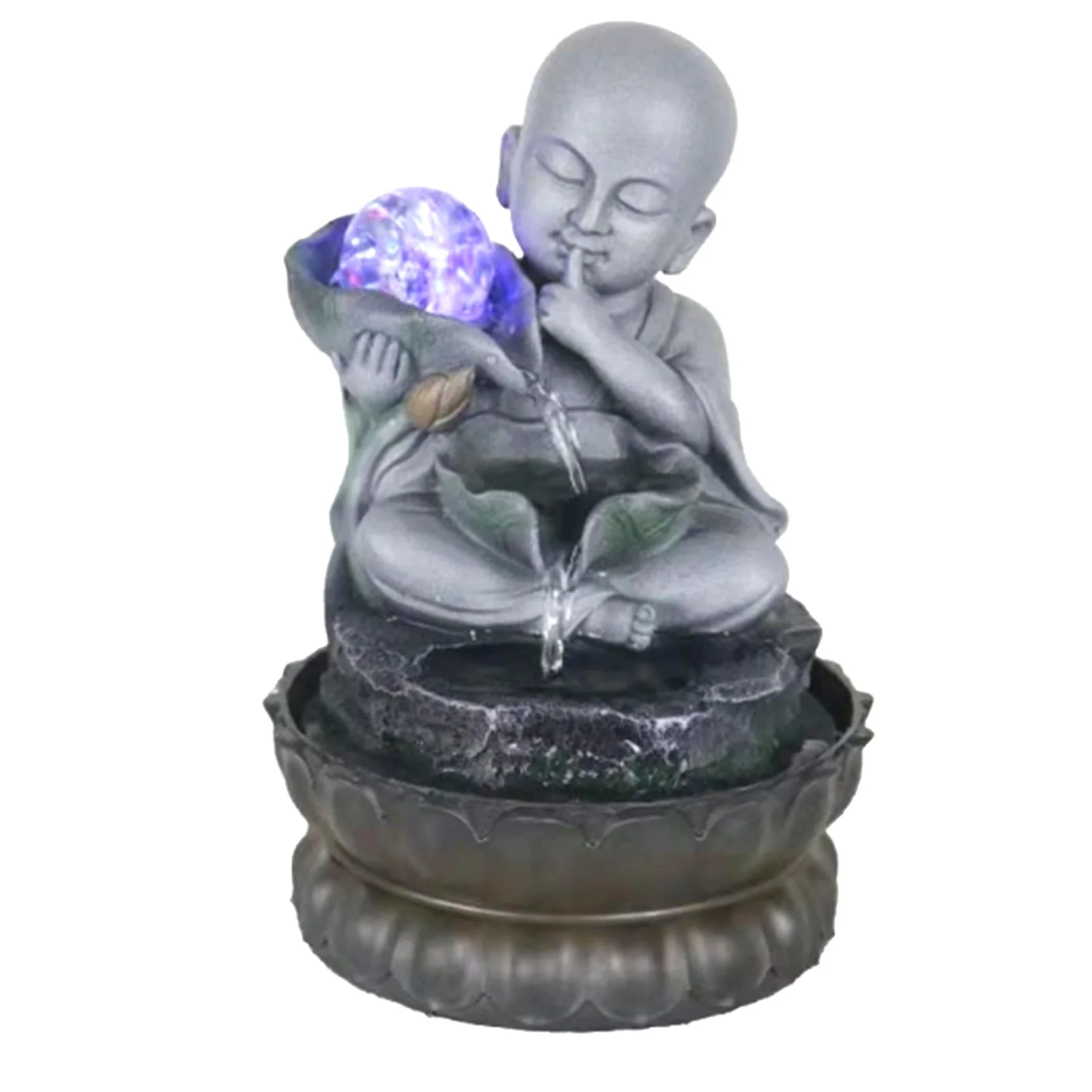 Дзен медитация домашний Декор Крытый водопад столешница Будда водяной фонтан со светодиодной подсветкой шар