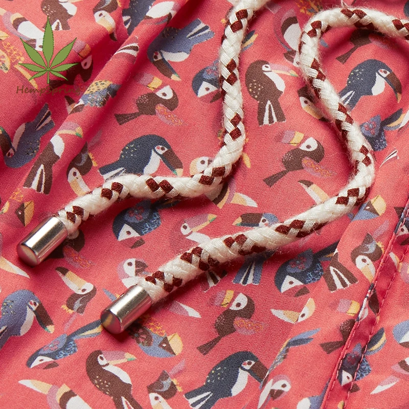 Hempspring Drawstring Poolside Shorts Loose Hawaii Shorts High Quality Men Beach shorts Natural Hemp Print Getaway Clothes