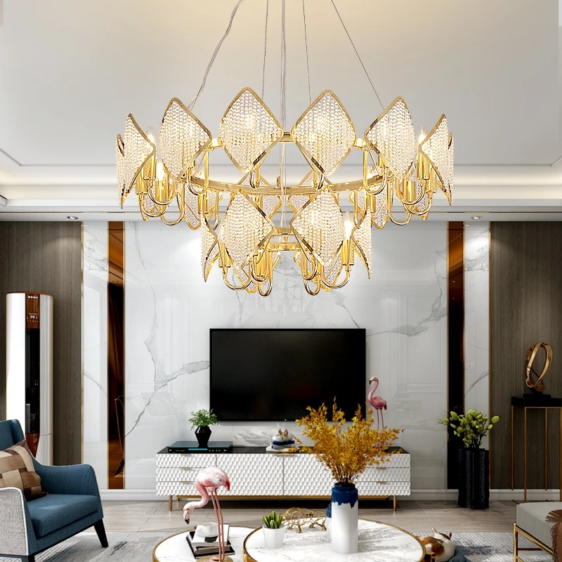 Hanging Light Luxury K9 Cristal Pendant LED Lighting Fixture Modern Crystal Chandelier