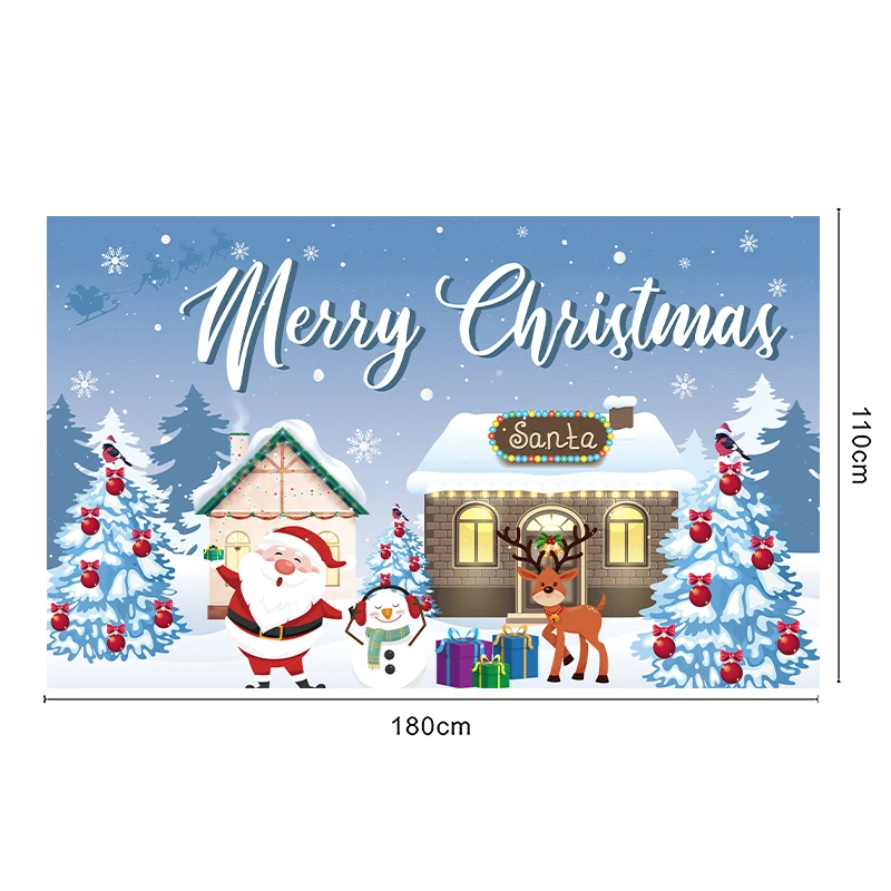 Christmas Backdrop Banner Merry Christmas Party Photo Background Red Black Buffalo Check Plaid Santa Claus Backdrop Decor