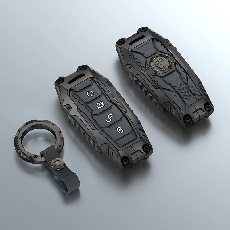 New arrive black silver alloy silicone car key case cover shell remote key protector for BYD HAN flagship BYD HAN Premium
