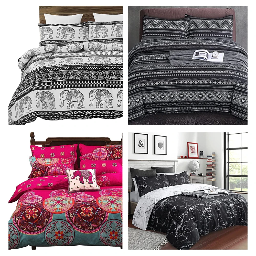 Ready Stock Printing Kids White Black Queen King Size Bed Sheet Quilt Custom Luxury Bedding Set