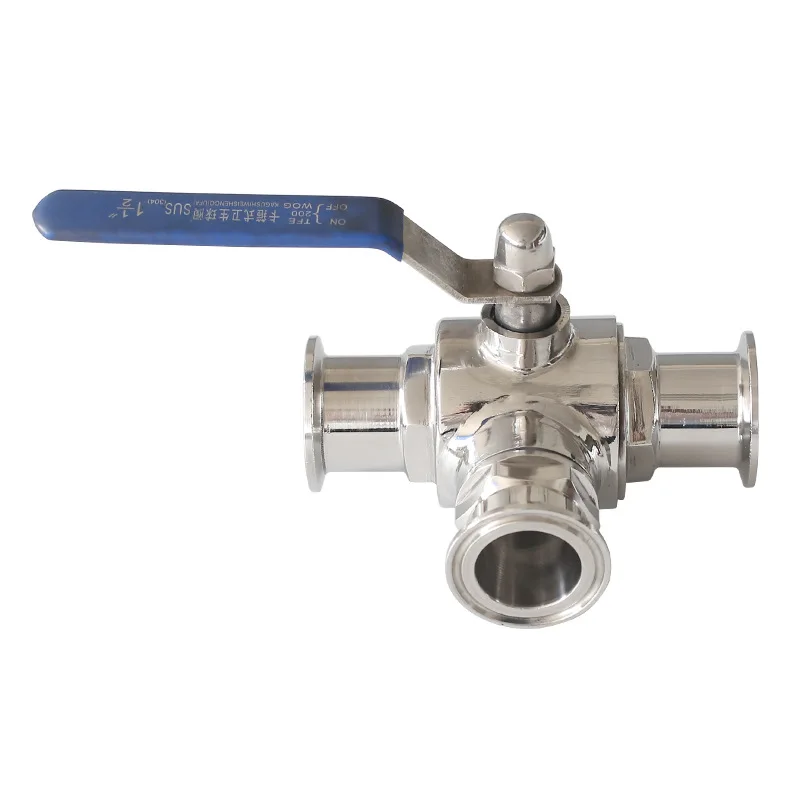 T Type L 304 Manual Clamp Type Quick Coupling Sanitary Stainless Steel Ball Valve