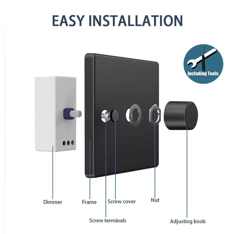 Factory High Quality 3 Color Selection Rotary Control Button UK/RV Dimmer Switch Silky Dimming CE RoHS REACH Certified