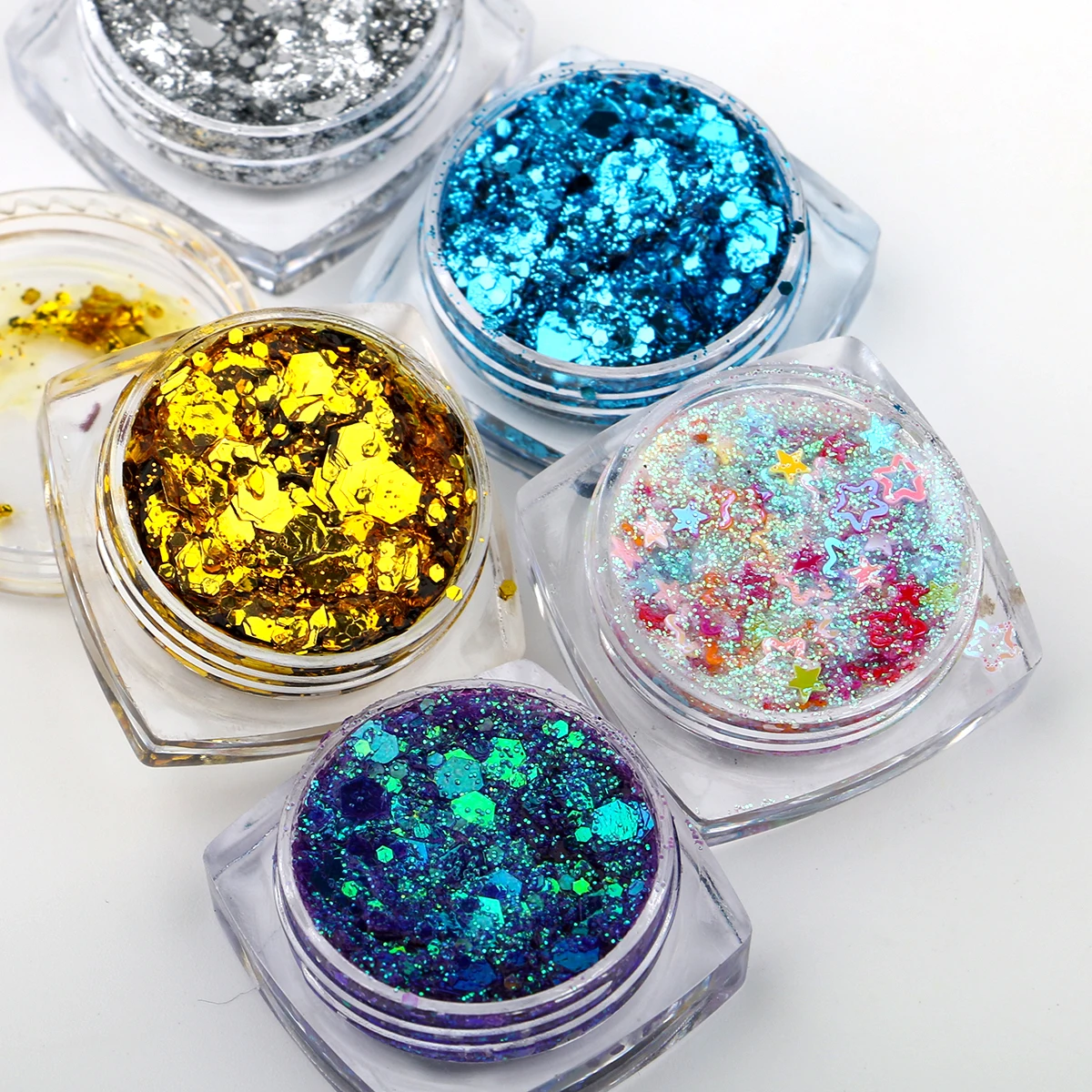 Chameleon Chunky Glitter Wholesale 12 Color Holographic Craft Makeup Reflective Glitter Set for Body Face