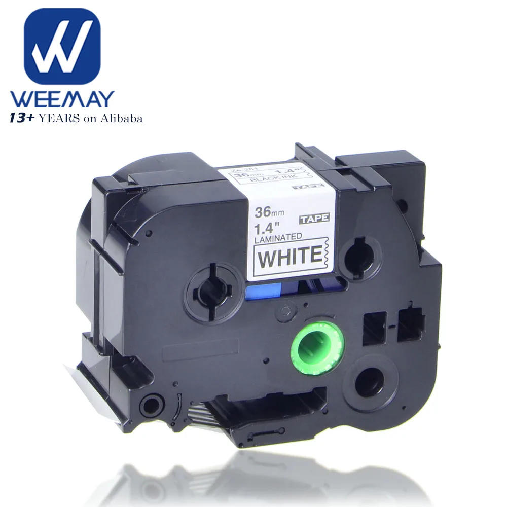 Weemay совместимая Tze лента 36 мм кассета ленты ламинированная картридж черного на белом Tze261 для P-Touch принтера