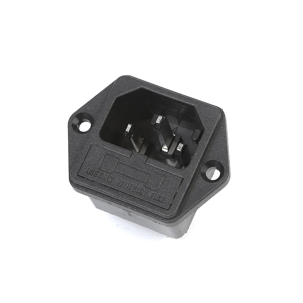 Black Plug 0.5A 30V 3pins Male AC Power Socket with fuse