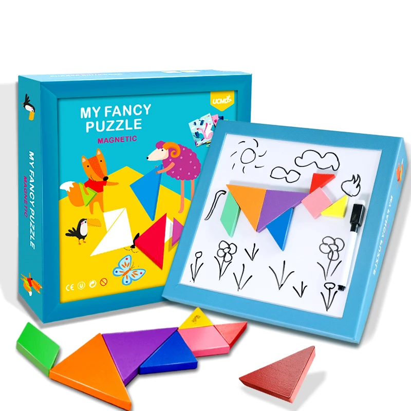 UCMD Wooden Kids Toys Online Lovely Children Game Board Indoor Cartoon Magnetic Puzzle Games