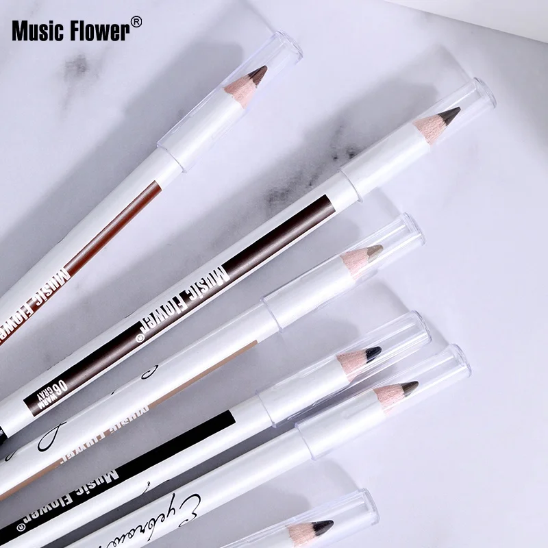 Music Flower 12pc Kit Durable Cosmetic With Brush Art 6 Colors Waterproof Longlasting Wooden Hard Formulate Eyebrow Pencil