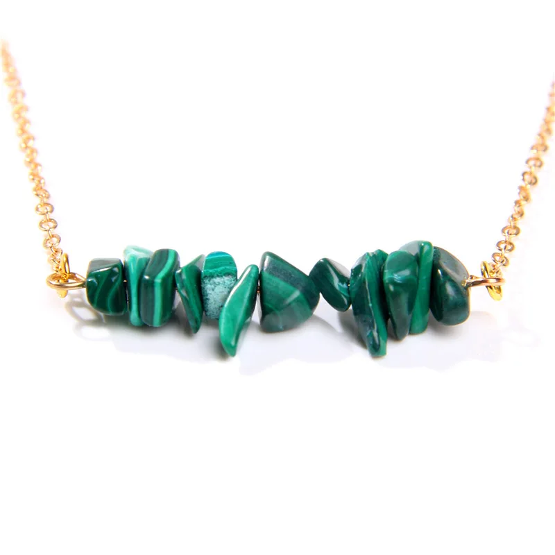 Trendy Chip Crystal Chip Necklace Gold Chain Healing Crystals Chakra Necklaces Fashion Jewelry