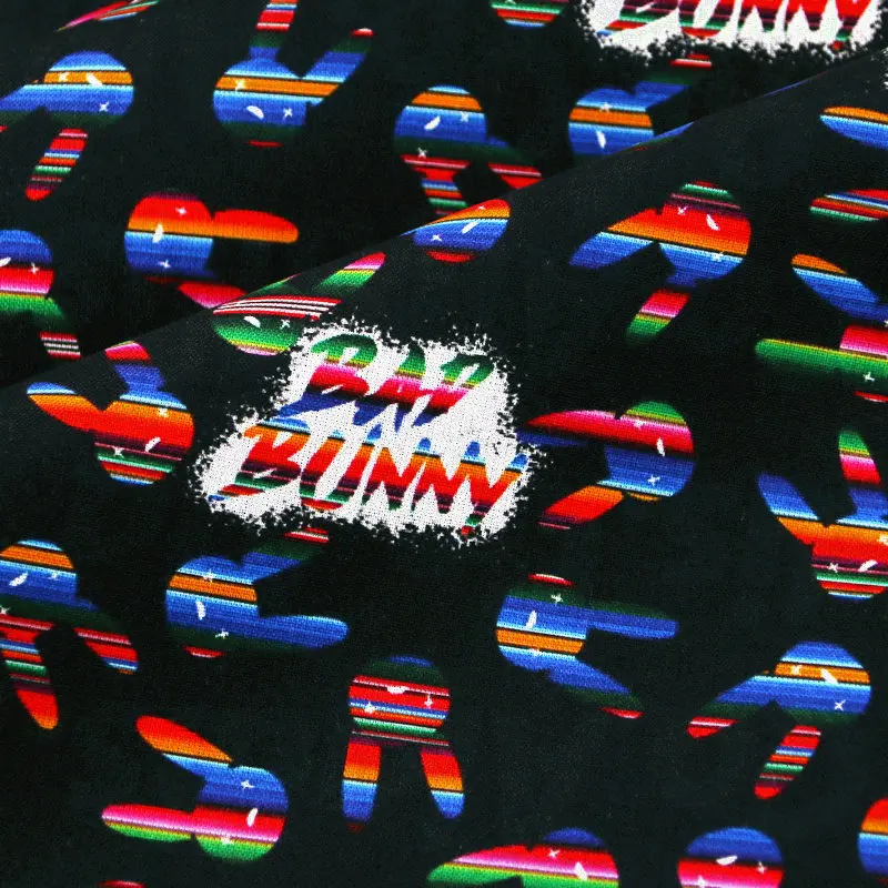 black color Twill bad bunny Prints Quilt Fabric Printed 100% Cotton fabric