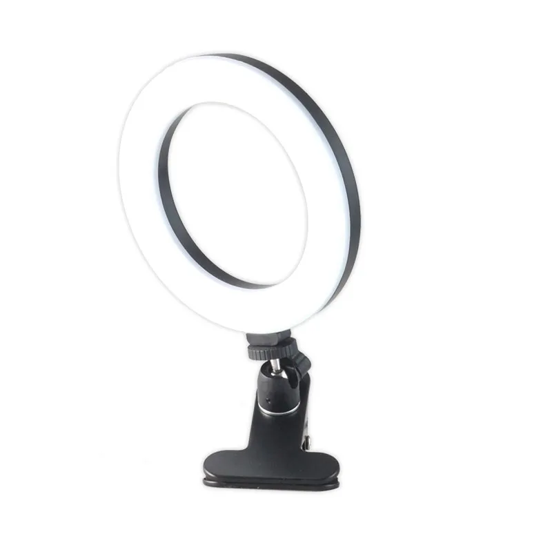 Зажим держатель с 6 дюймов кольцо света с регулируемой яркостью для рабочего стола или клип на Настольный светильник подсветка для видеосъемки макияж селфи кольцо свет